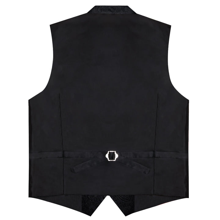 Midnight black Woven Paisley Silk Suit Vest Tie Set