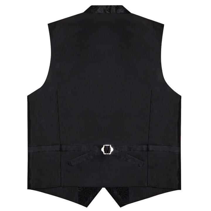  Ink Black Floral Silk Waistcoat Suit Vest Tie Set