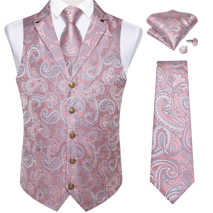 Pink Paisley Men's Collar Vest