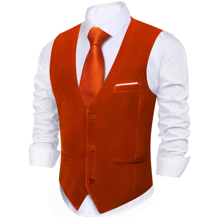 Suit Vest Red Solid Mens Flannelette Work Dress Vest Business