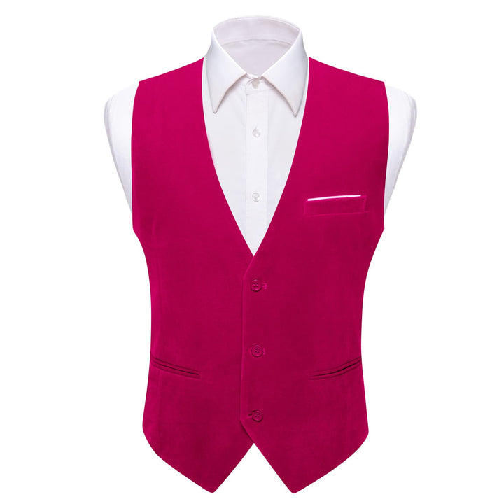  Suit Vest Deep Pink Solid Mens Flannelette Work Dress Vest