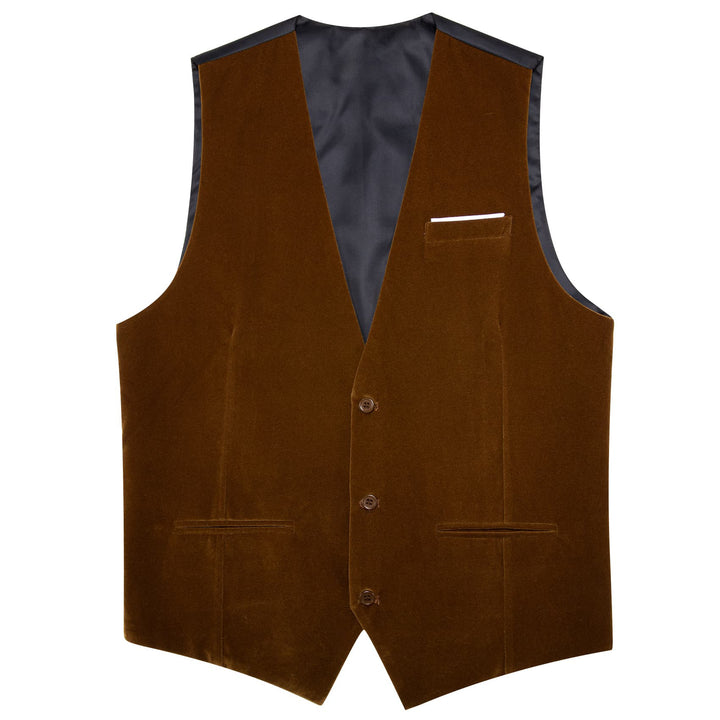 Suit Vest Saddle Brown Solid Mens Flannelette Work Dress Vest