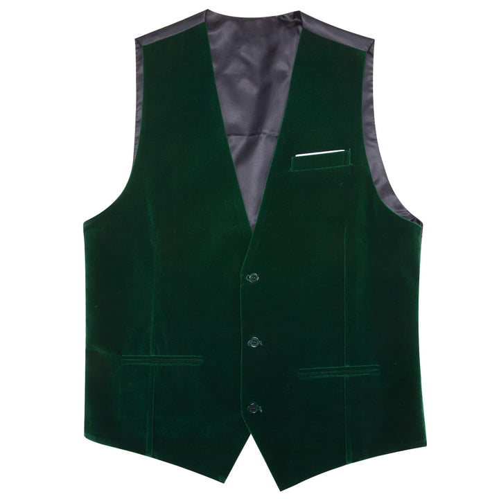 Suit Vest Sapphire Pine Green Solid Mens Flannelette Work Dress Vest