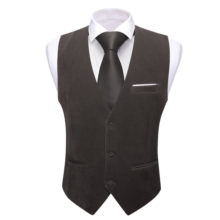 Suit Vest Ash Grey Solid Mens Flannelette Work Dress Vest