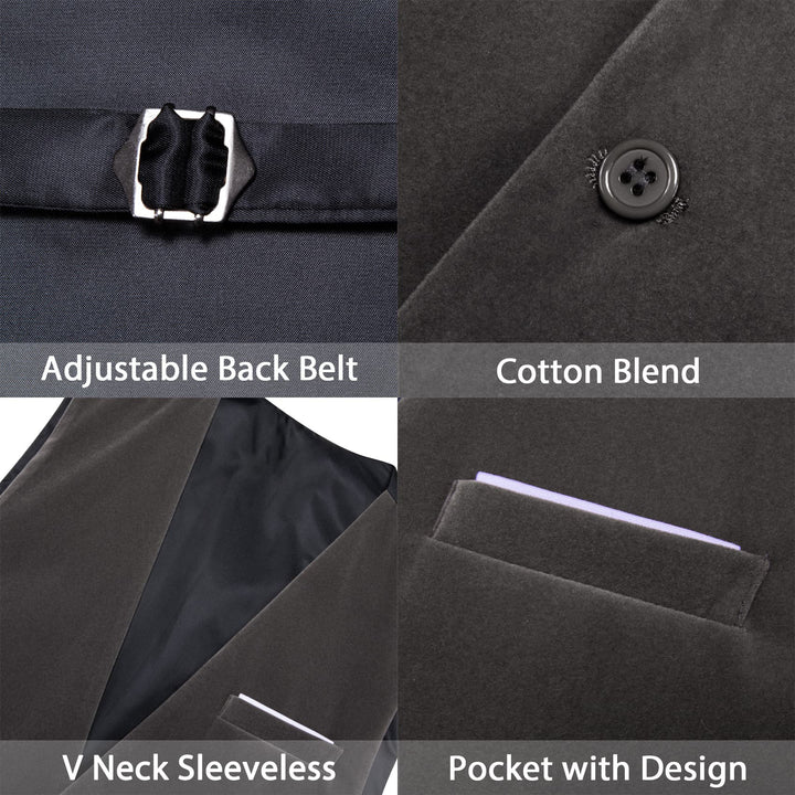 Suit Vest Ash Grey Solid Mens Flannelette Work Dress Vest