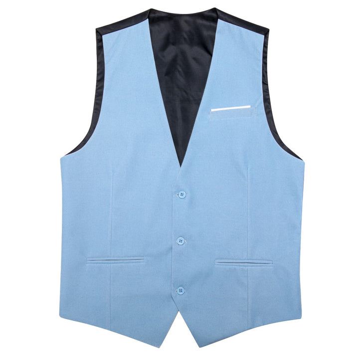 Suit Vest Arctic Blue Solid Mens Flannelette Work Dress Vest