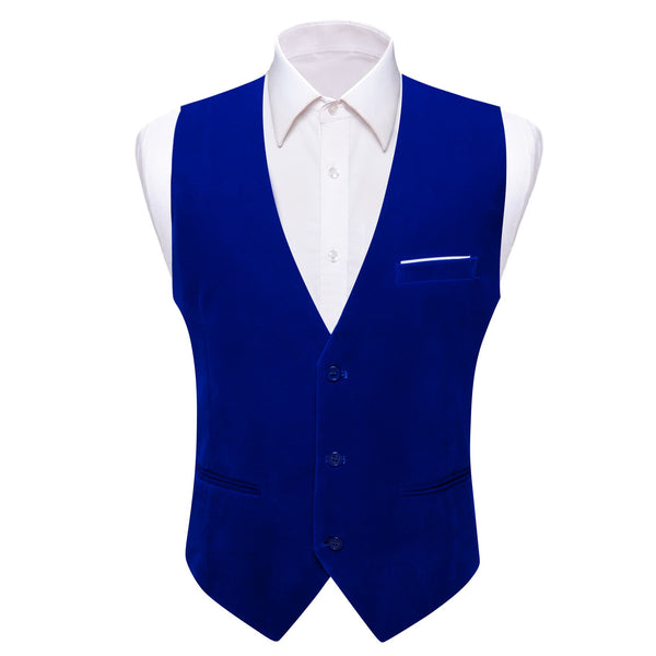 Suit Vest Medium Blue Solid Mens Flannelette Work Dress Vest
