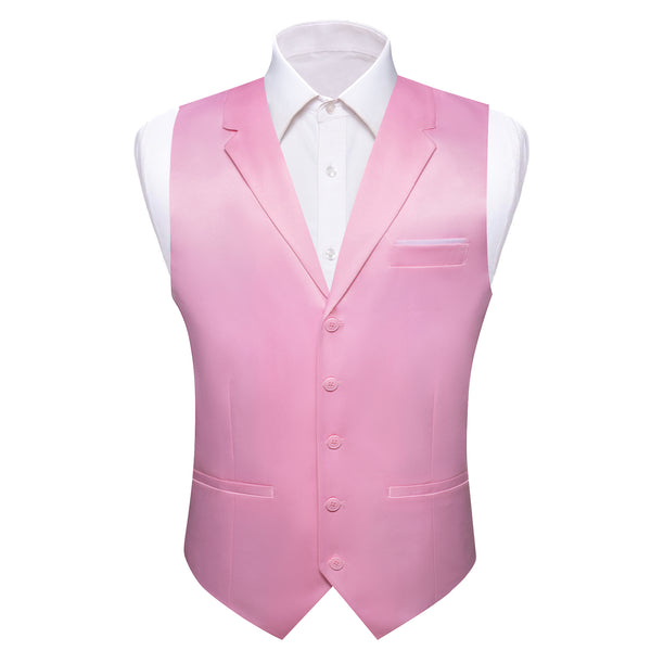 New Arrival LightPink Solid Jacquard Men's Collar Vest