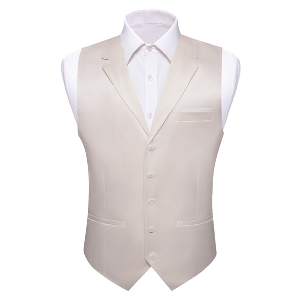 White Solid Jacquard Men's Collar Vest