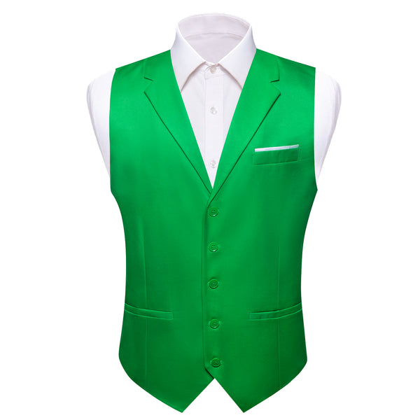 Ties2you Men's Vest Lime Green Solid Jacquard Notched Collar Vest