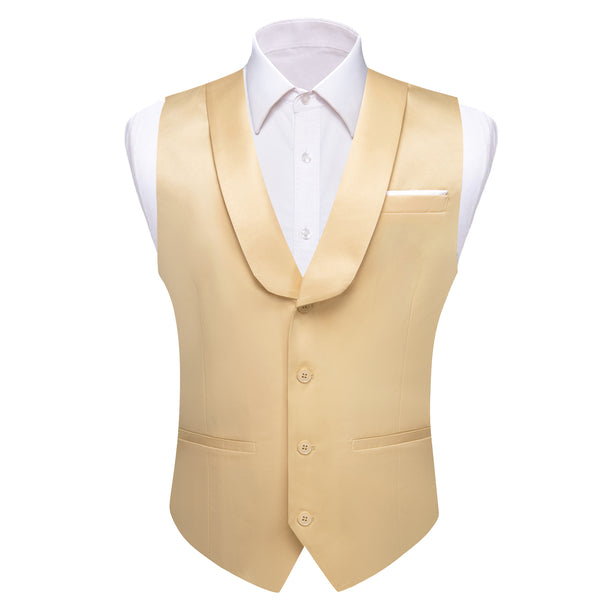 PaleGodenrod Solid Jacquard Men's Collar Vest