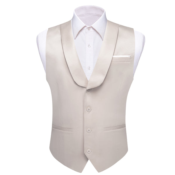 New Arrival White Solid Jacquard Shawl Lapel Men's Collar Vest