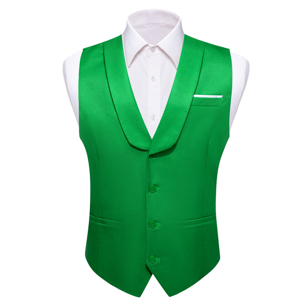 LimeGreen Solid Jacquard Men's Collar Vest