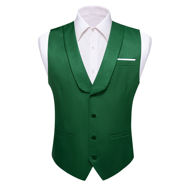 New Arrival ForestGreen Solid Jacquard Men's Collar Vest