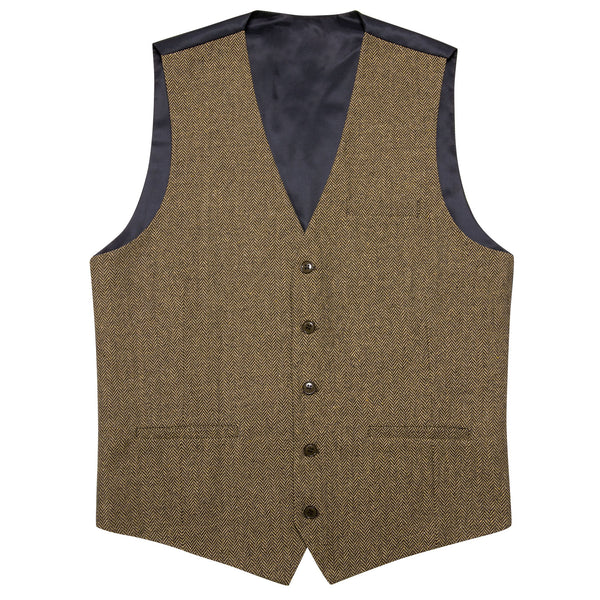 Walnut Brown Solid Jacquard Men's Single Vest