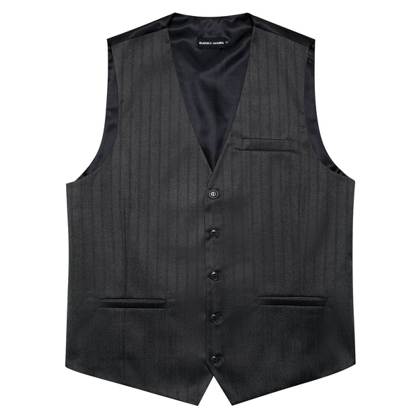 Deep Grey Solid Jacquard Men's Single Vest