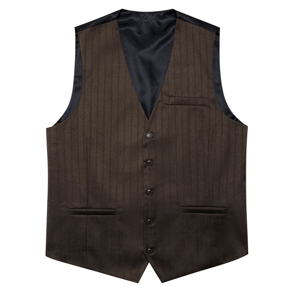 Deep Brown Solid Jacquard Men's Single Vest