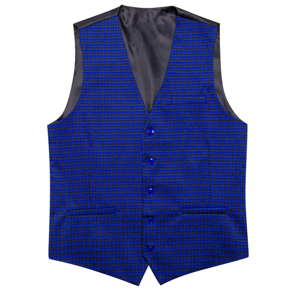 Blue Black Novelty Jacquard Men's Single Vest