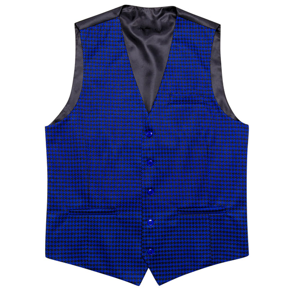 Royal Blue Plaid Jacquard Men's Single Vest