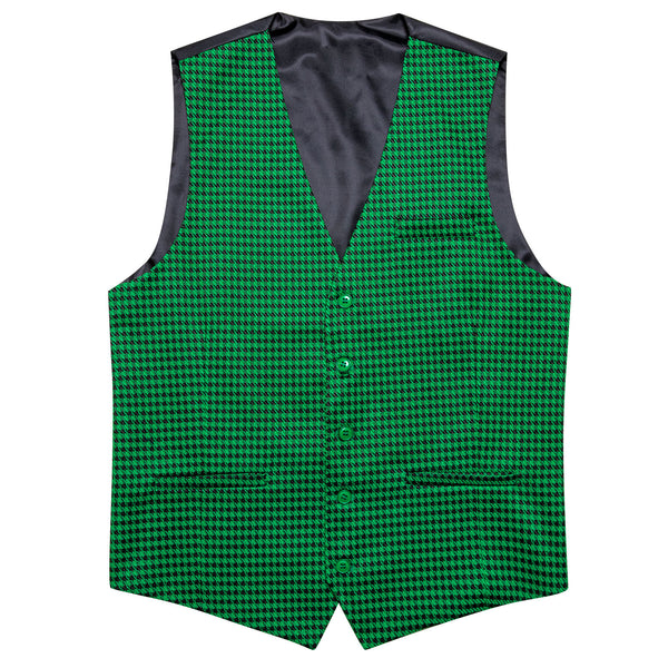 Emerald Green Plaid Jacquard Men's Single Vest