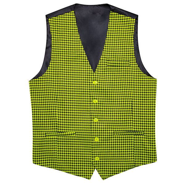Yellow Black Plaid Jacquard Men's Single Vest