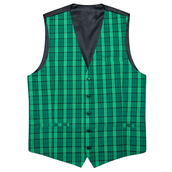 Light Green Plaid Novelty Jacquard Men's Single Vest