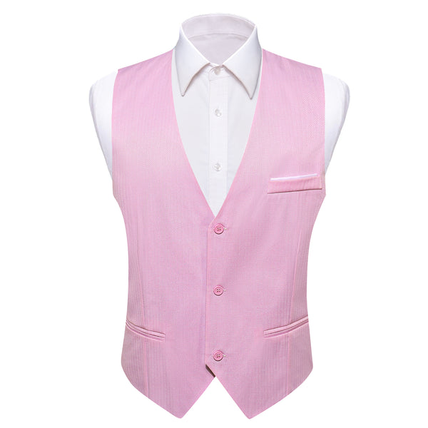 Petal Pink Solid Men's V-Neck Business Single Vest