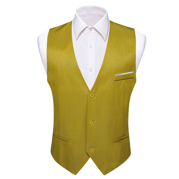 Olive Green Solid Men's V-Neck Business Vest