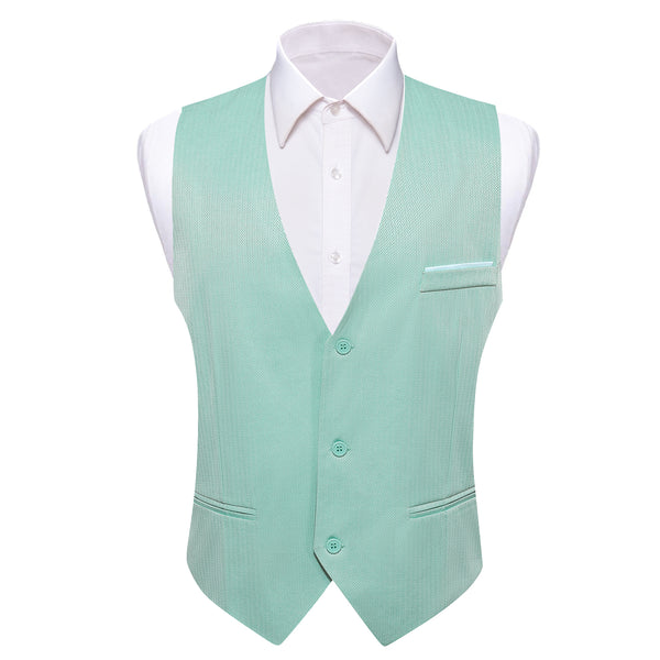 Ties2you Men's Work Vest Mint Green Solid Men's V-Neck Business Vest