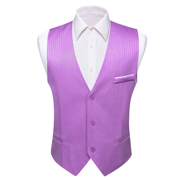 Purple Solid Men's V-Neck Business Vest