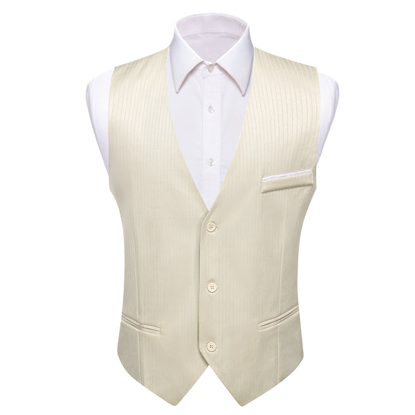 Ties2you Men's Work Vest Beige Solid V-Neck Business Suit Vest
