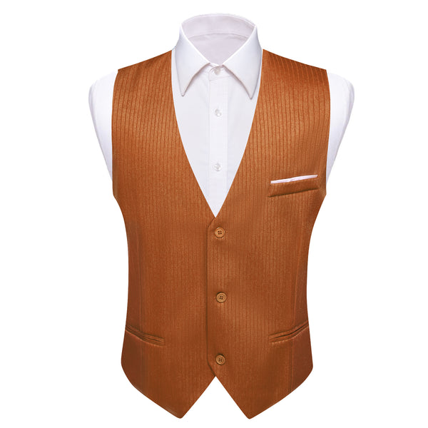 Red Brown Solid Men's V-Neck Business Vest