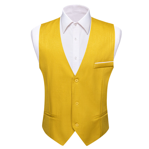 Lemon Yellow Solid Men's V-Neck Business Vest