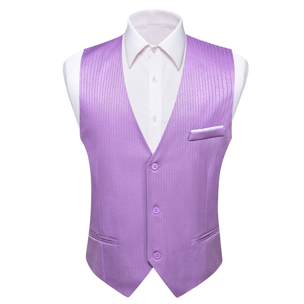 Baby Purple Solid Men's V-Neck Business Vest