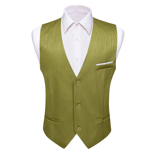Ties2you Vest for Mens Olive Green Solid V-Neck Business Suit Vest