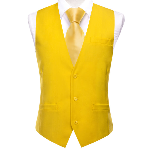 Butterscotch Yellow Solid Splicing Jacquard Men's Vest