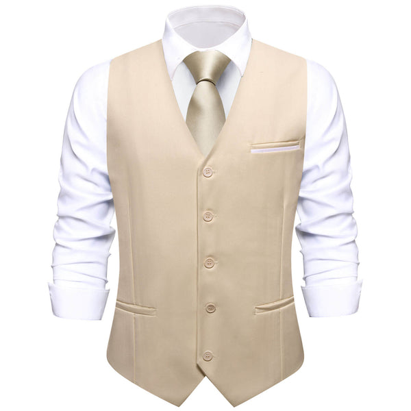 Light Khaki Solid Silk Vest 