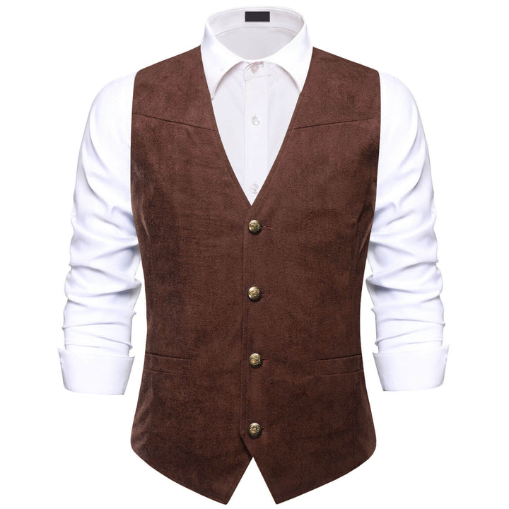Saddle Brown Suede Solid Single Vest