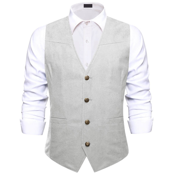 Mercury Grey Solid Suede Men's Single Vest