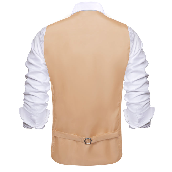 Burlywood Brown Solid Silk Vest Suit Waistcoat
