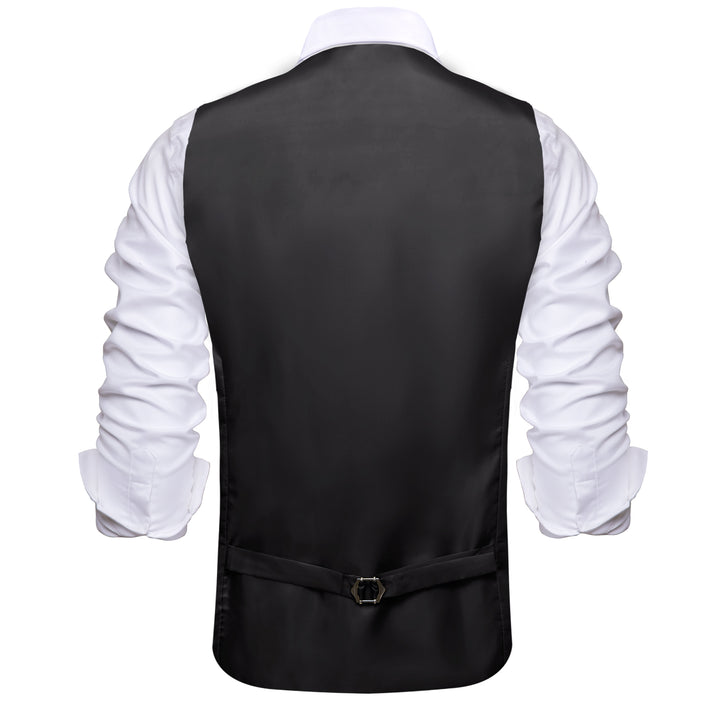 Men's Work Vest Black Solid Silk Vest Suit