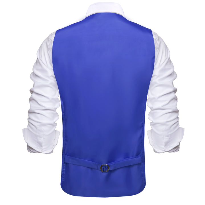 Men's Work Vest Cobalt Blue Solid Silk Suit Vest