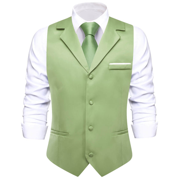 New Sage Green Solid Silk Suit Vest