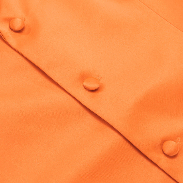 Coral Orange Solid Silk Suit Vest