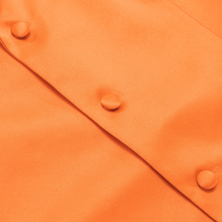 Coral Orange Solid Silk Suit Vest