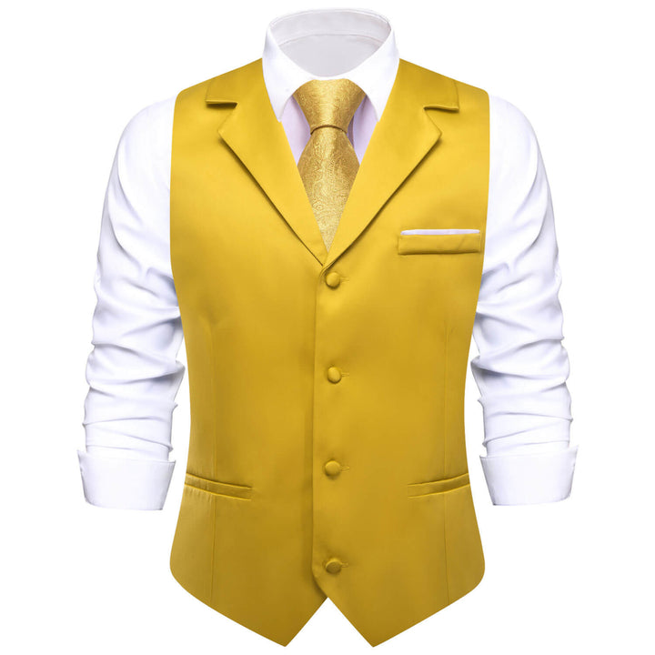 Gloden Solid Silk Suit Vest