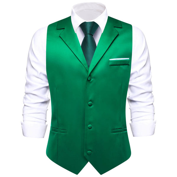 Forest Green Solid Silk Suit Vest