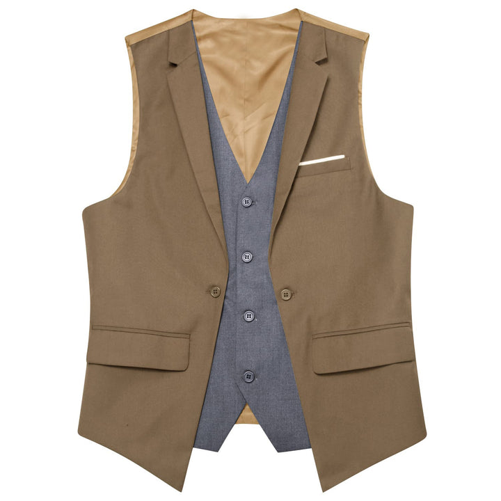 Layered Waistcoat Tortilla Brown Grey Formal Vest