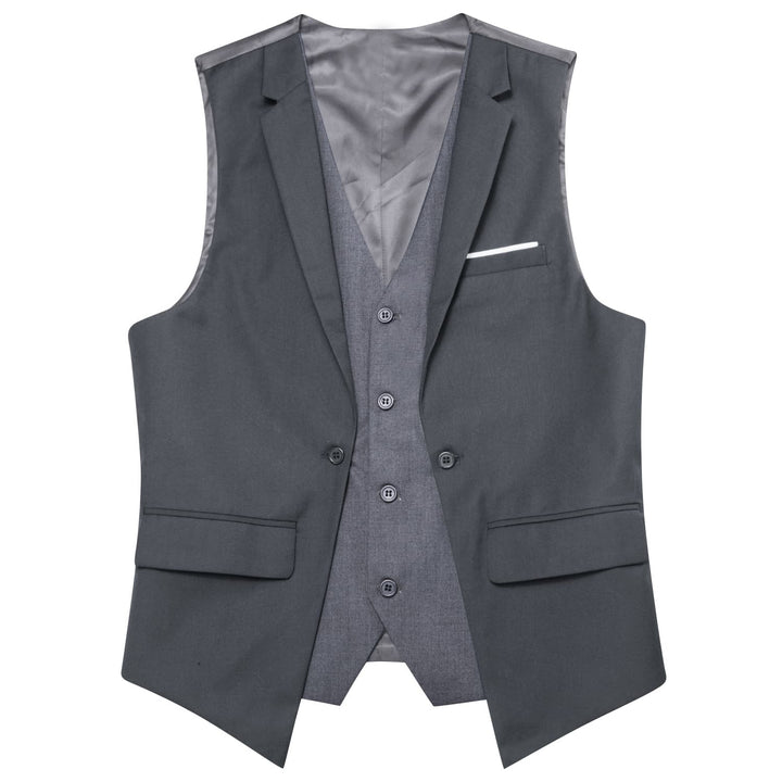 Layered Waistcoat Grey Splicing Dress Suit Vests