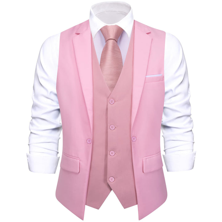 Layered Waistcoat Splicing Grey Light Pink Collar Vest